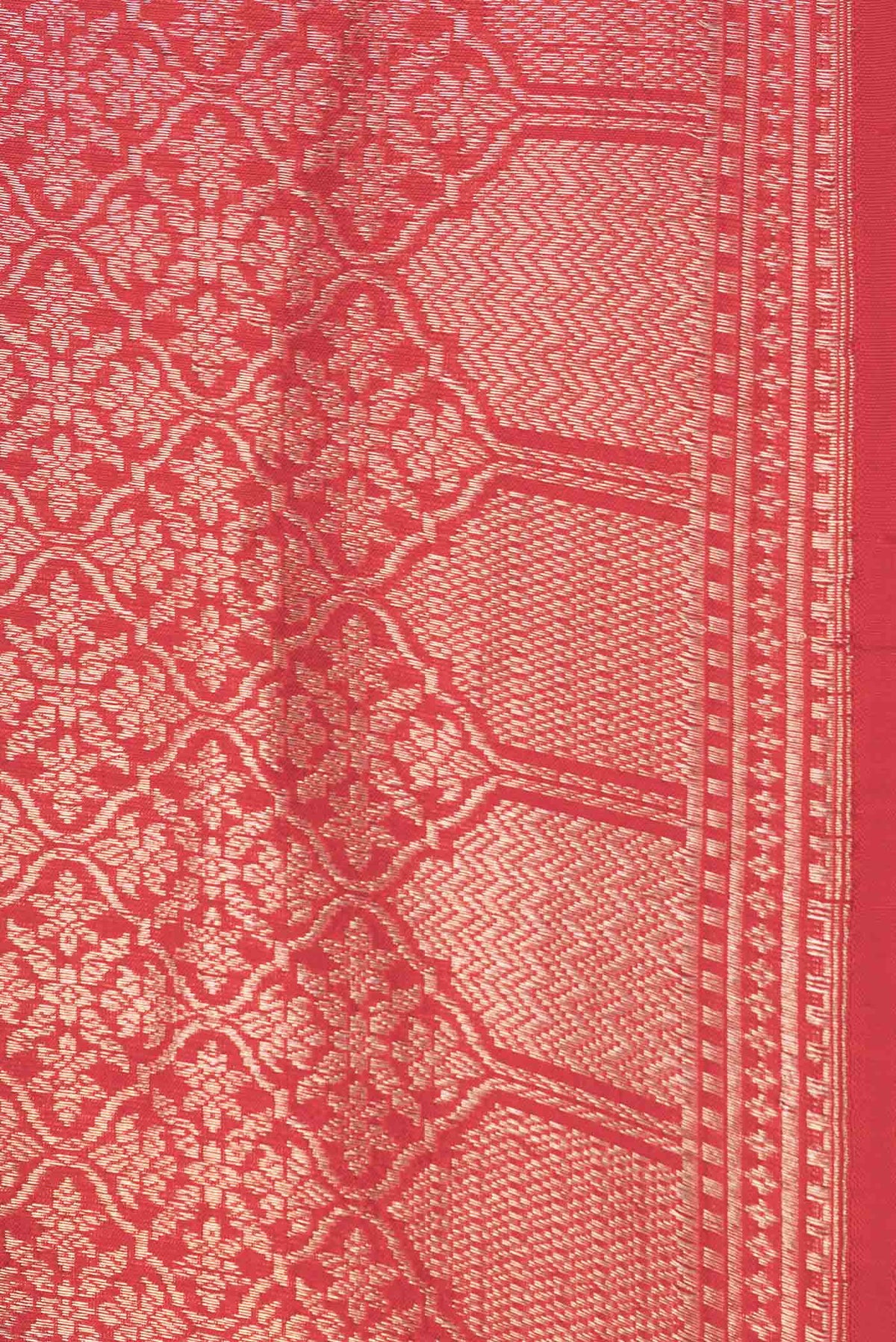 Border image of Red Dual Tone Banarasi Silk Saree with Zari Brocade on the body and Zari Border