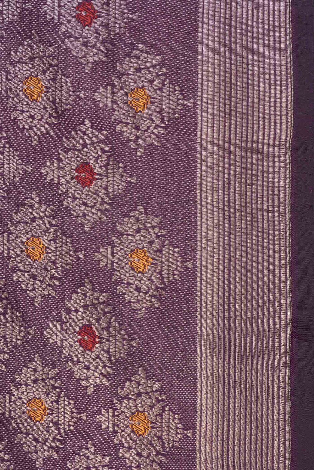 Border image of Purple Banarasi Silk Saree with Zari Brocade on the body and Zari Border