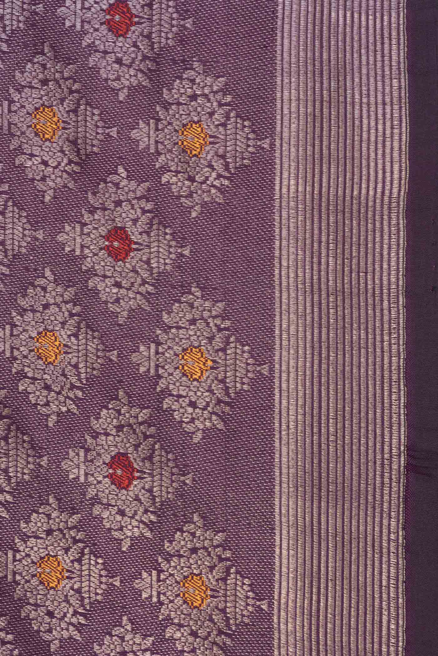 Border image of Purple Banarasi Silk Saree with Zari Brocade on the body and Zari Border