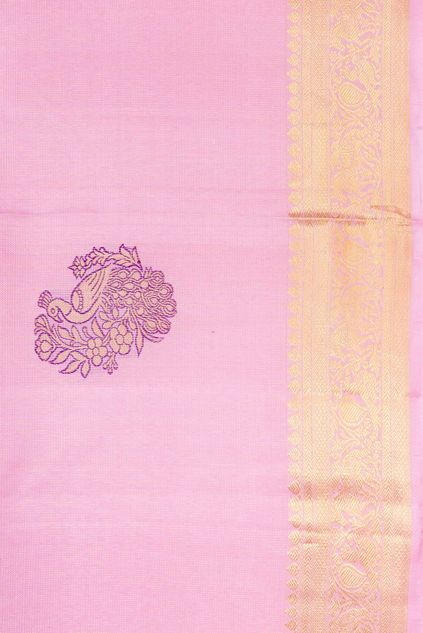 Border image of Pink Dual Tone Kanjivaram Silk Saree with Zari Brocade on the body and Zari Border. 