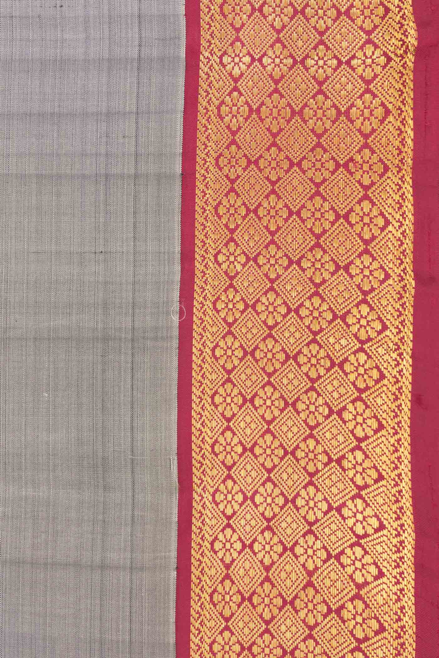Border image of Grey Dual Tone Kanchipuram Saree with Zari Butta on the body and Zari Border