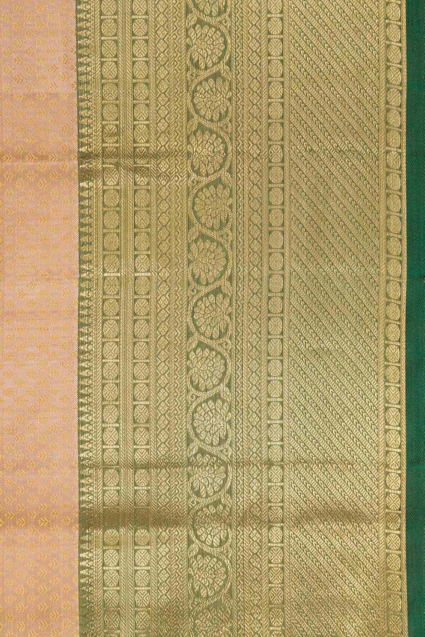 Border image of Pure Silk Pure Zari Beige Dual Tone Kanchipuram Saree with Jacquard design on the body and Zari Border. 