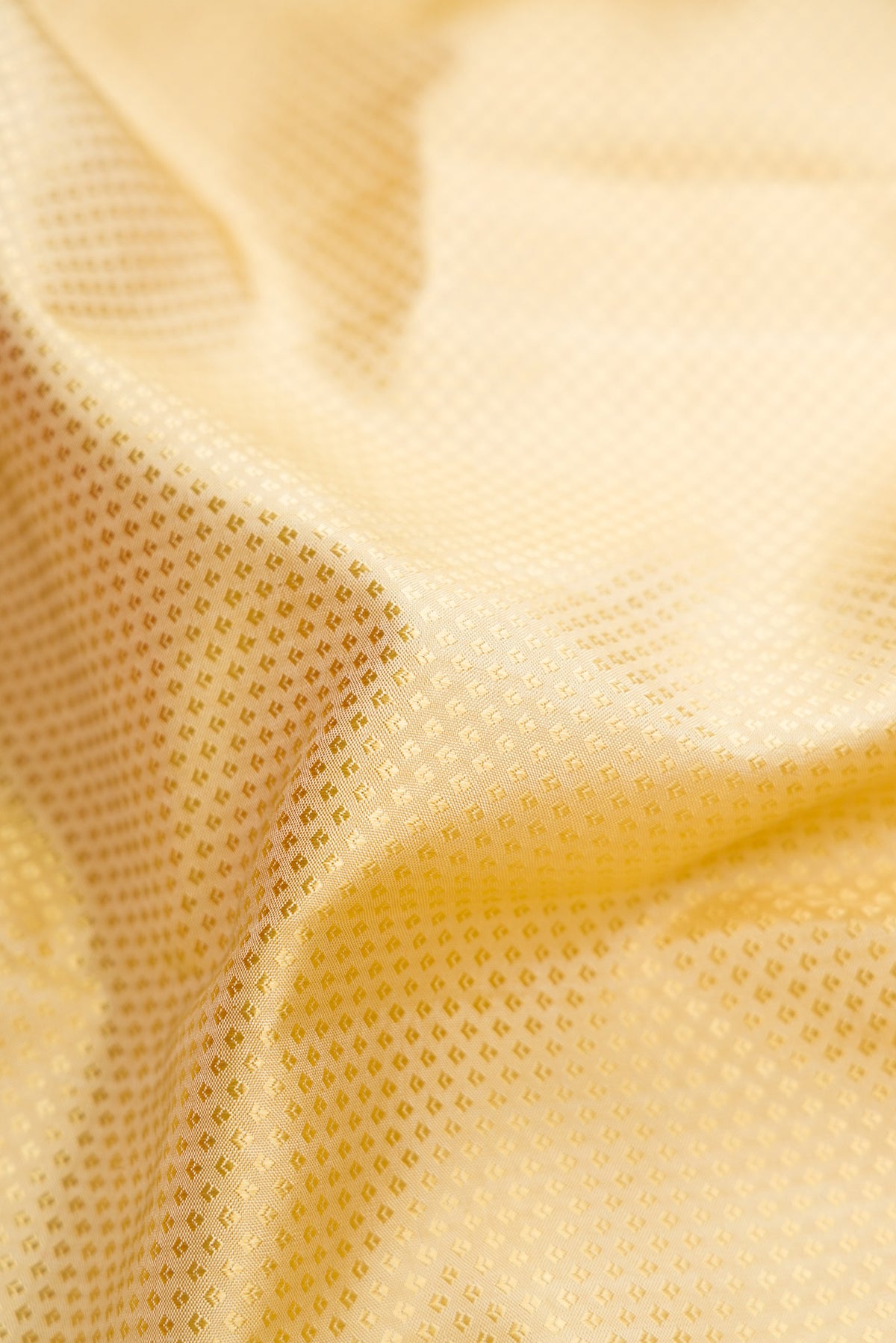 Close up of Sandal Dual Tone Kanchipuram Silk Saree with Jacquard design on the body and Zari Border.  displaying folds