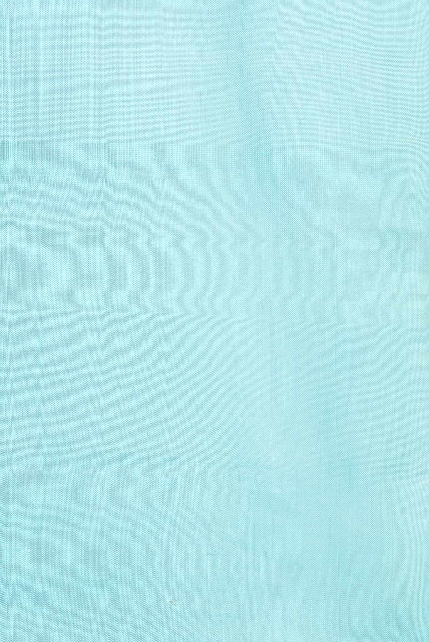 Border image of Sky Blue Dual Tone Kanchipuram Silk Saree with Zari Butta on the body and Without Border. 