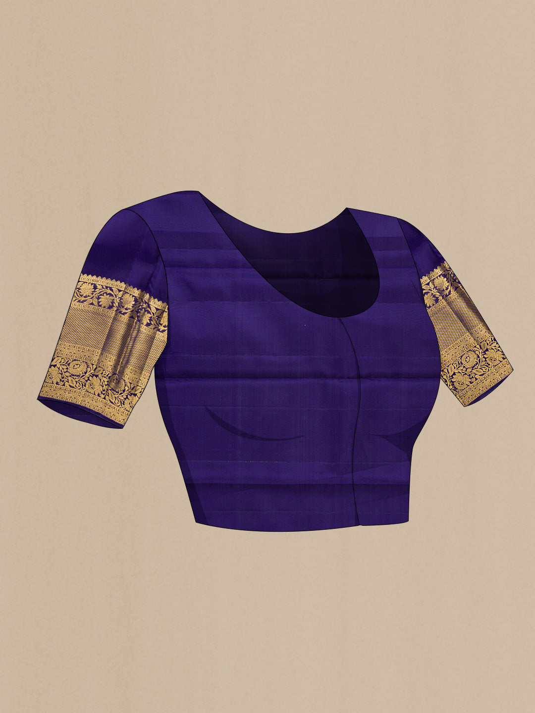 Close up image of the blouse of Pink Dual Tone Kanchipuram Silk Saree with Zari Brocade on the body and Zari Border. 