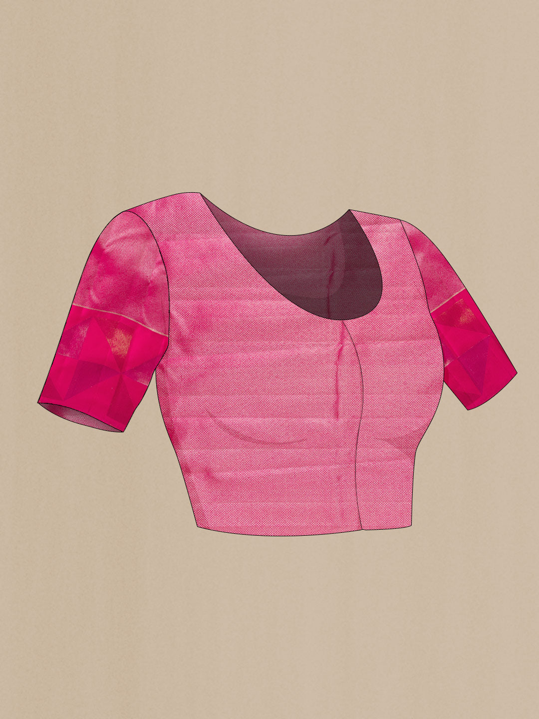 Close up image of the blouse of Pink Dual Tone Kanchipuram Saree with Zari Brocade on the body and Zari Border