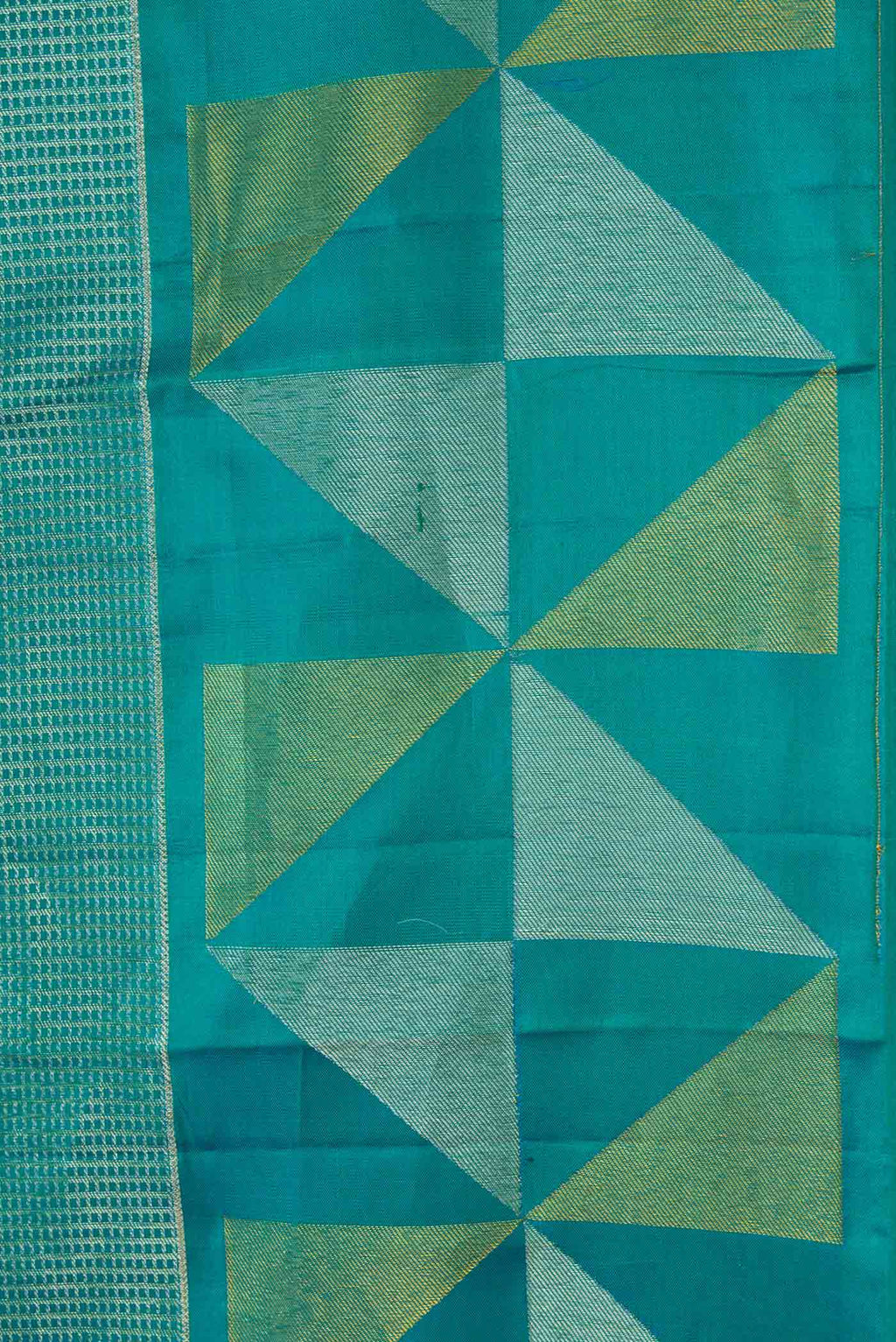 Border image of Peacock Blue Dual Tone Kanchipuram Silk Saree with Zari Brocade on the body and Fancy Border
