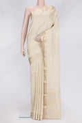 Beige Dual Tone Mysore Georgette Saree with Zari Brocade on the body and Zari Border.  displayed on a mannequin