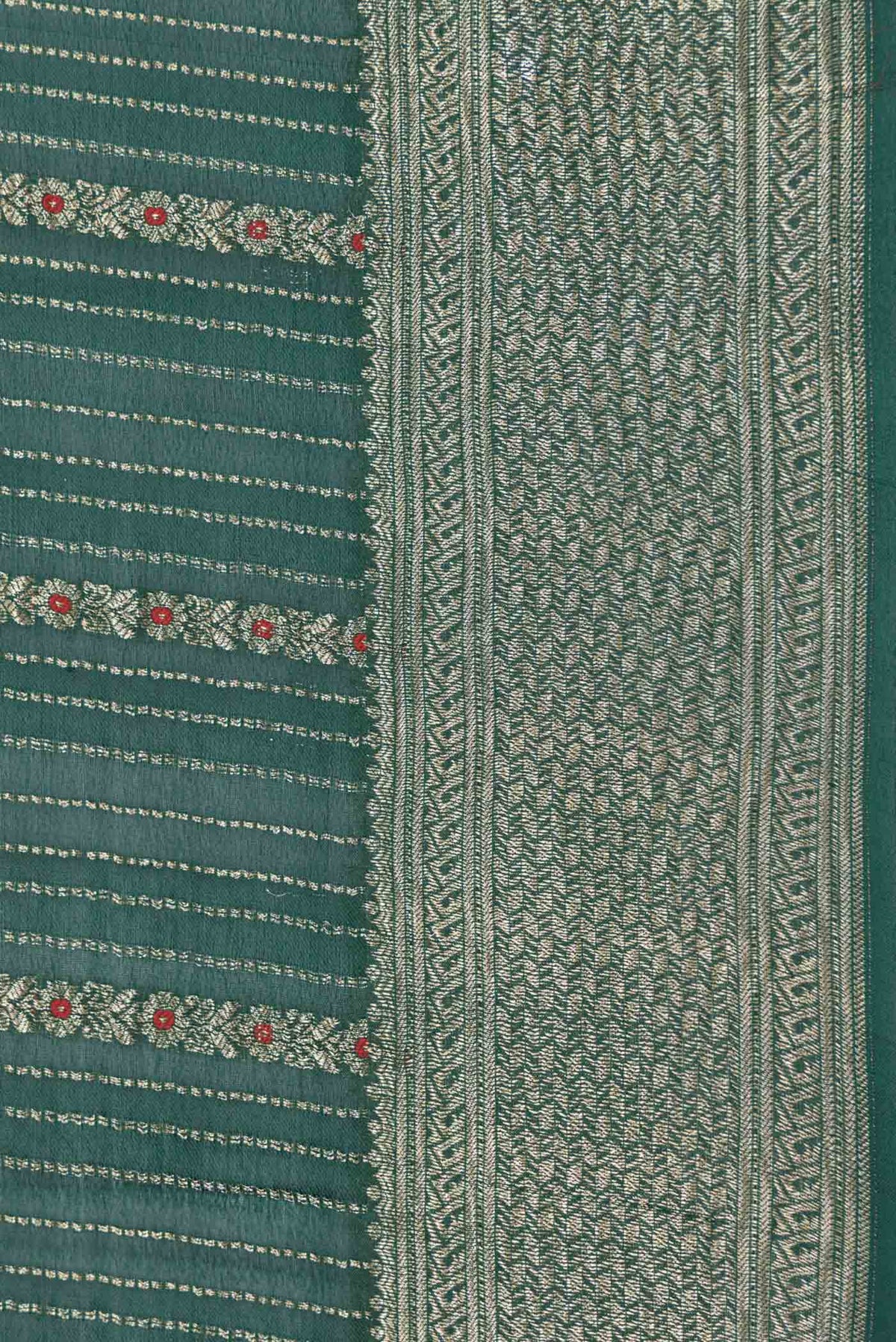 Border image of Green Dual Tone Mysore Georgette Saree with Zari Brocade on the body and Zari Border