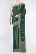 Green Dual Tone Mysore Georgette Saree with Zari Brocade on the body and Zari Border displayed on a mannequin