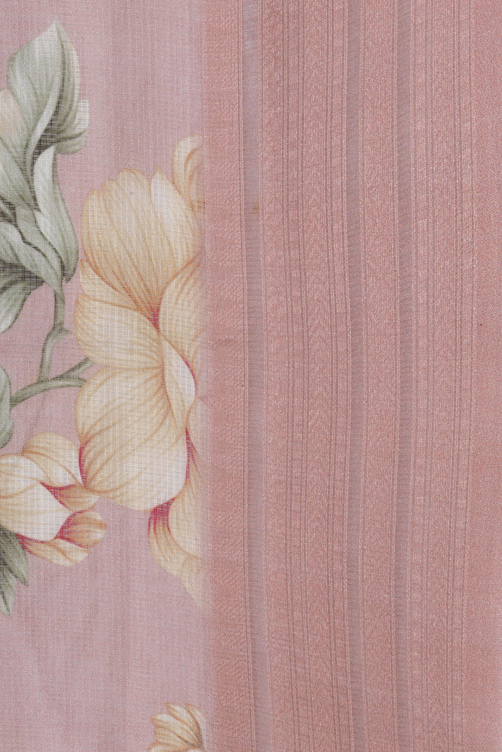 Border image of Rose Gold Dual Tone Kota Silk Saree with Printed design on the body and Thread Border. 