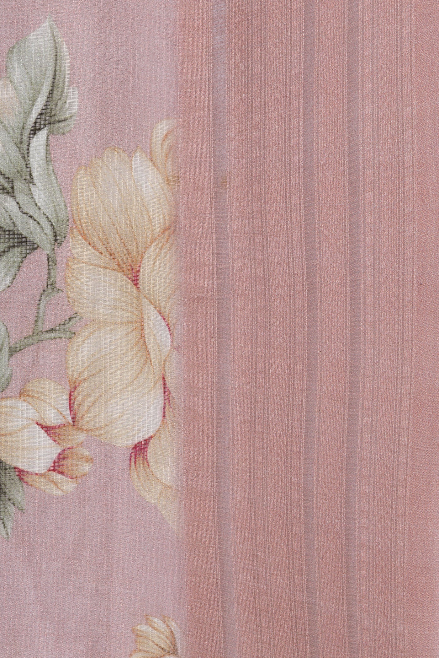 Border image of Rose Gold Dual Tone Kota Silk Saree with Printed design on the body and Thread Border. 