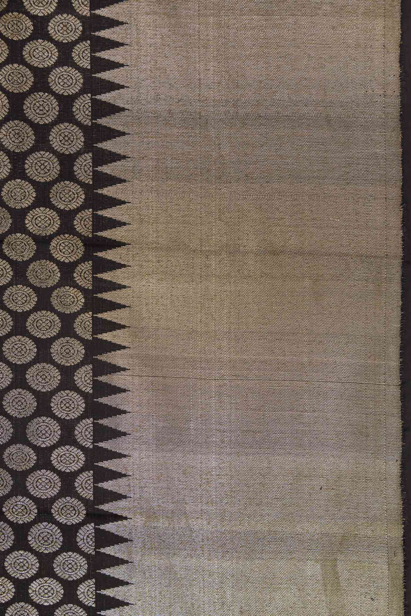 Border image of Black Dual Tone Kanchipuram Silk Saree with Zari Brocade on the body and Zari Border. 