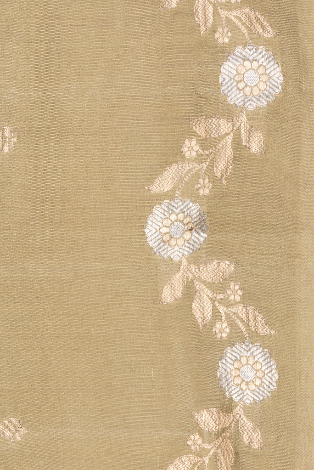 Border image of Beige Dual Tone Tussar Silk Saree with Zari Butta on the body and Fancy Border. 
