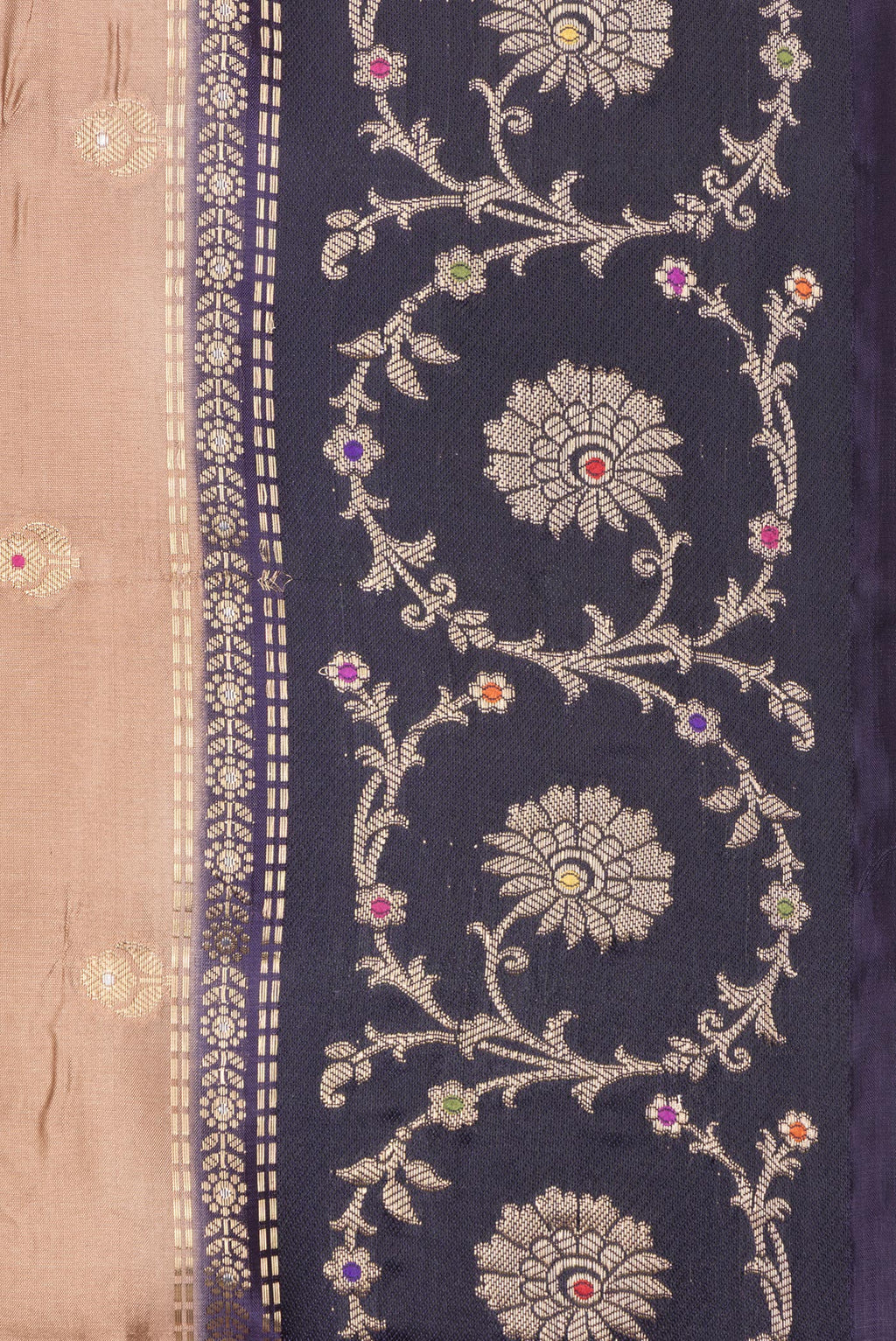 Border image of Pure Silk Bronze Dual Tone Tussar Saree with Zari Butta on the body and Fancy Border. 
