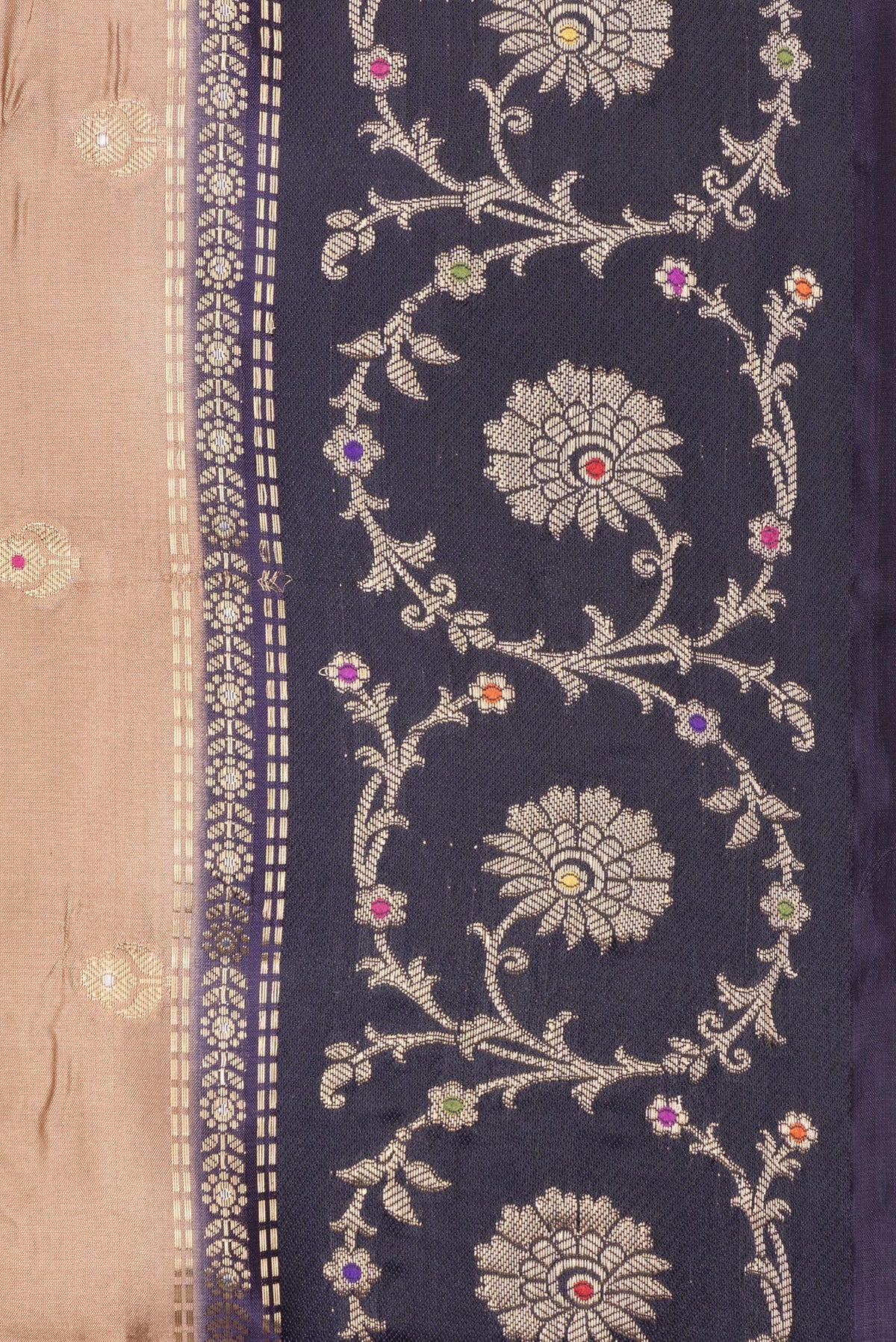 Border image of Pure Silk Bronze Dual Tone Tussar Saree with Zari Butta on the body and Fancy Border. 