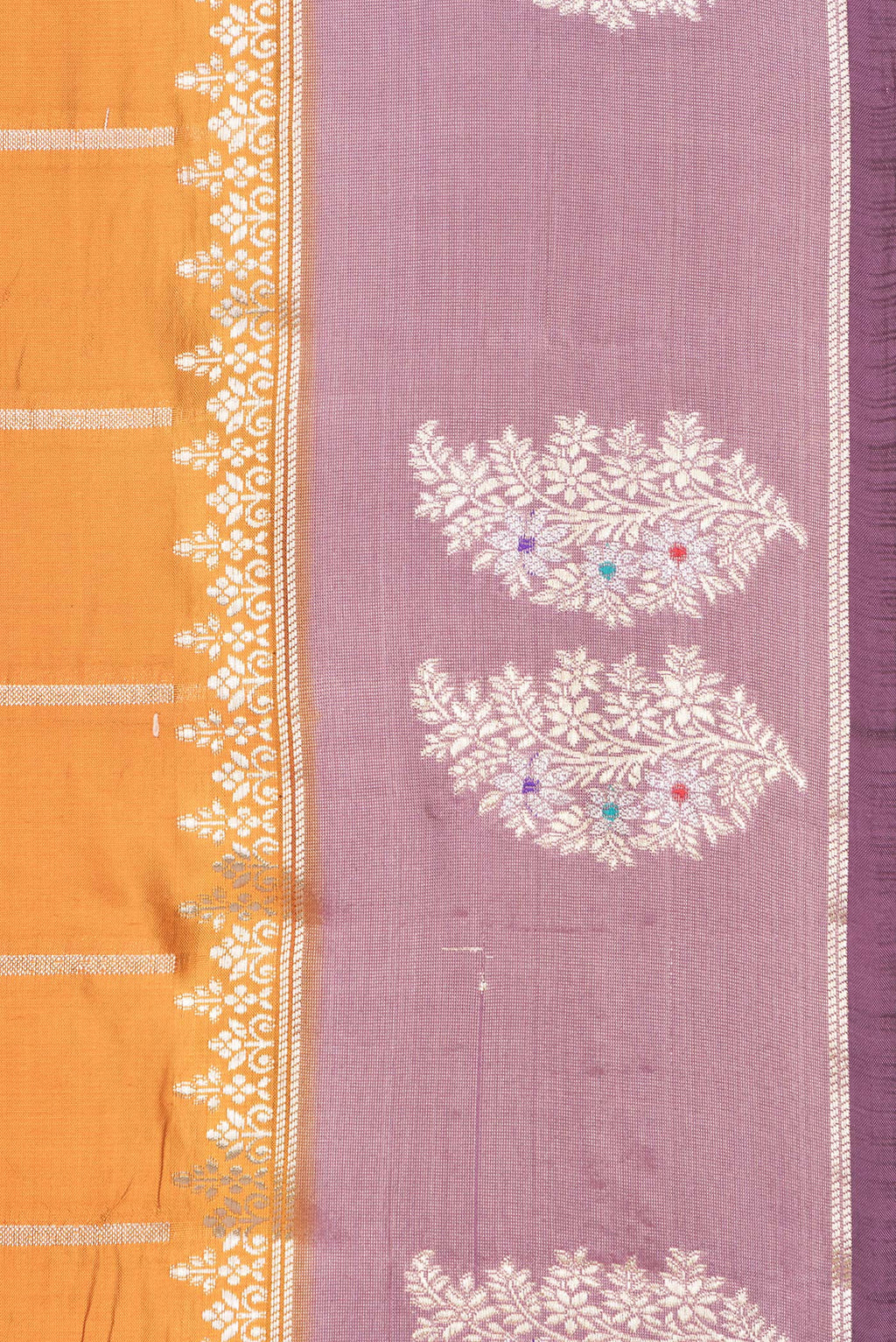 Border image of Pure Silk Rust Dual Tone Tussar Saree with Checked design on the body and Fancy Border. 