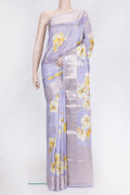 Lavender Dual Tone Tussar Silk Saree with Zari Butta on the body and Zari Border.  displayed on a mannequin
