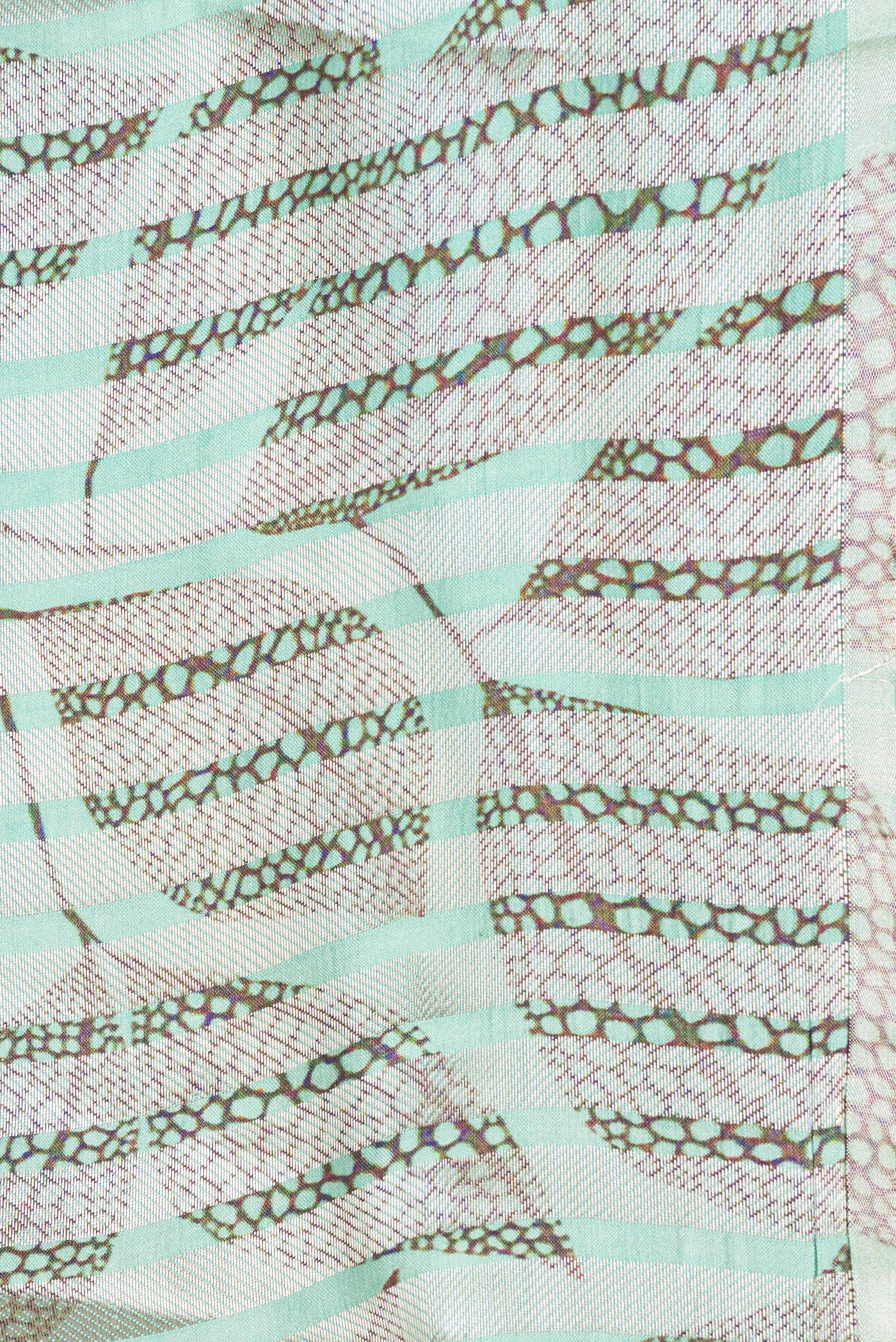 Border image of Sea Green Dual Tone Tussar Silk Saree with Stripes on the body and Without Border. 