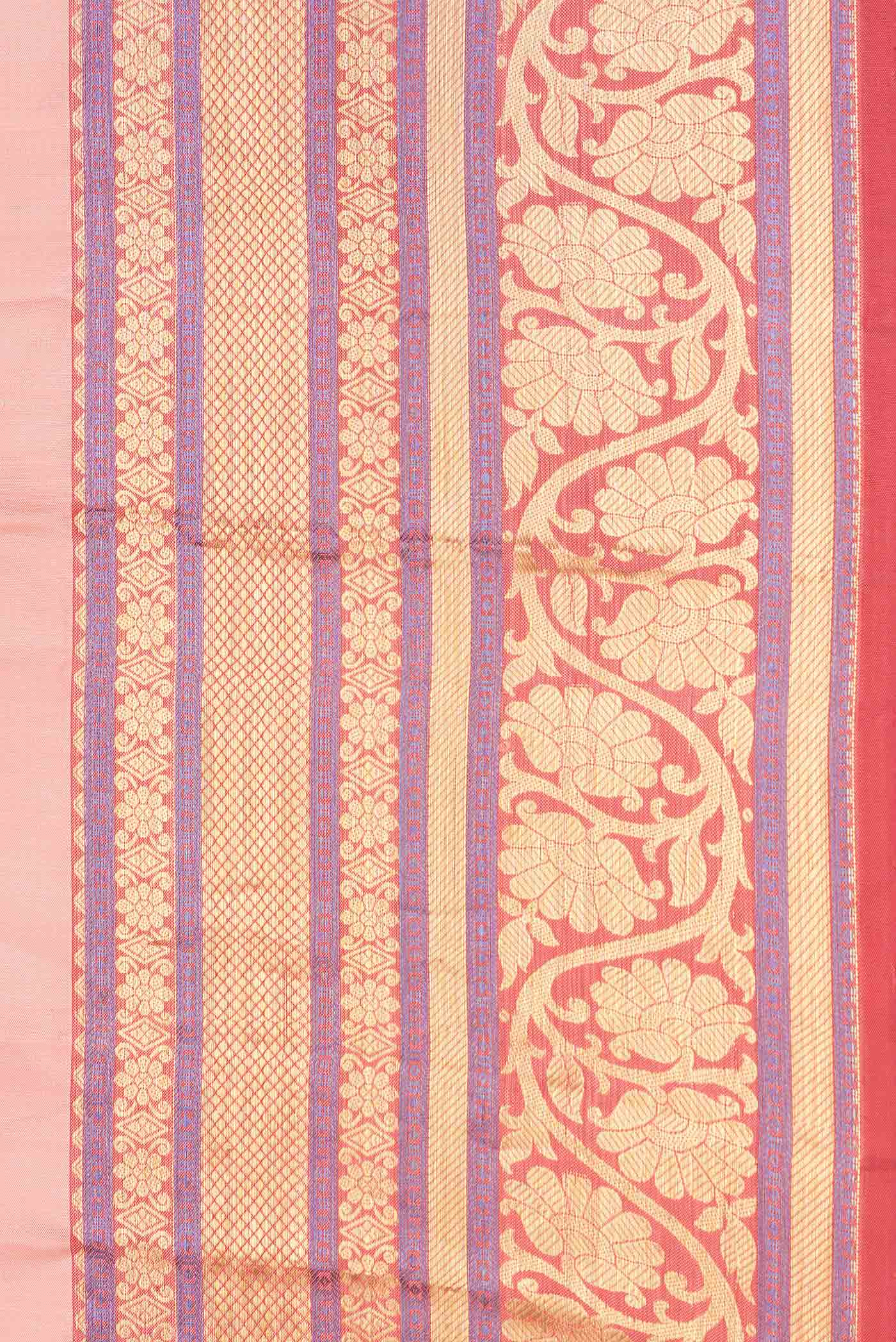 Border image of Golden Peach Dual Tone Kanjivaram Saree with Zari Butta on the body and Zari Border. 