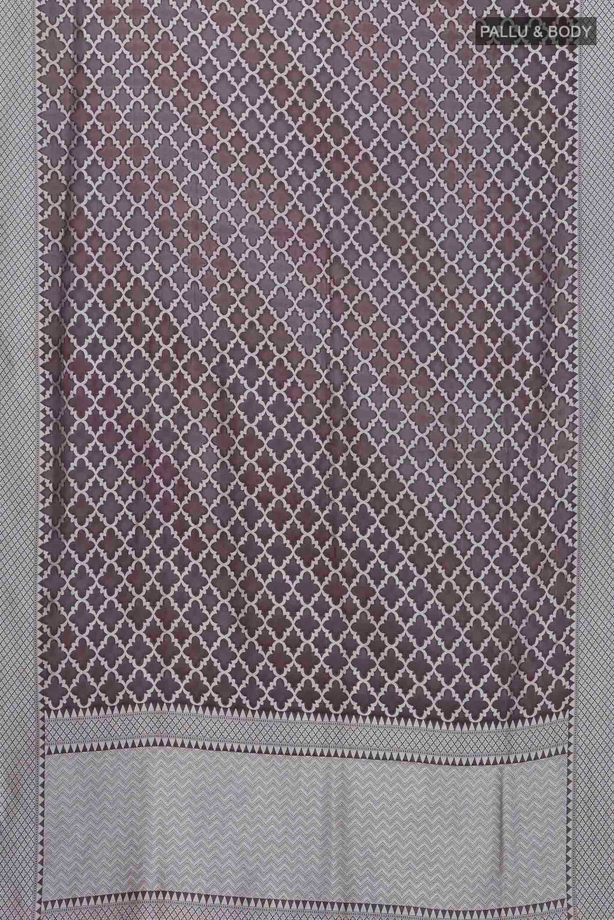 Flat view of Brown Banarasi Georgette Saree with Thread Butta on the body and Thread Border