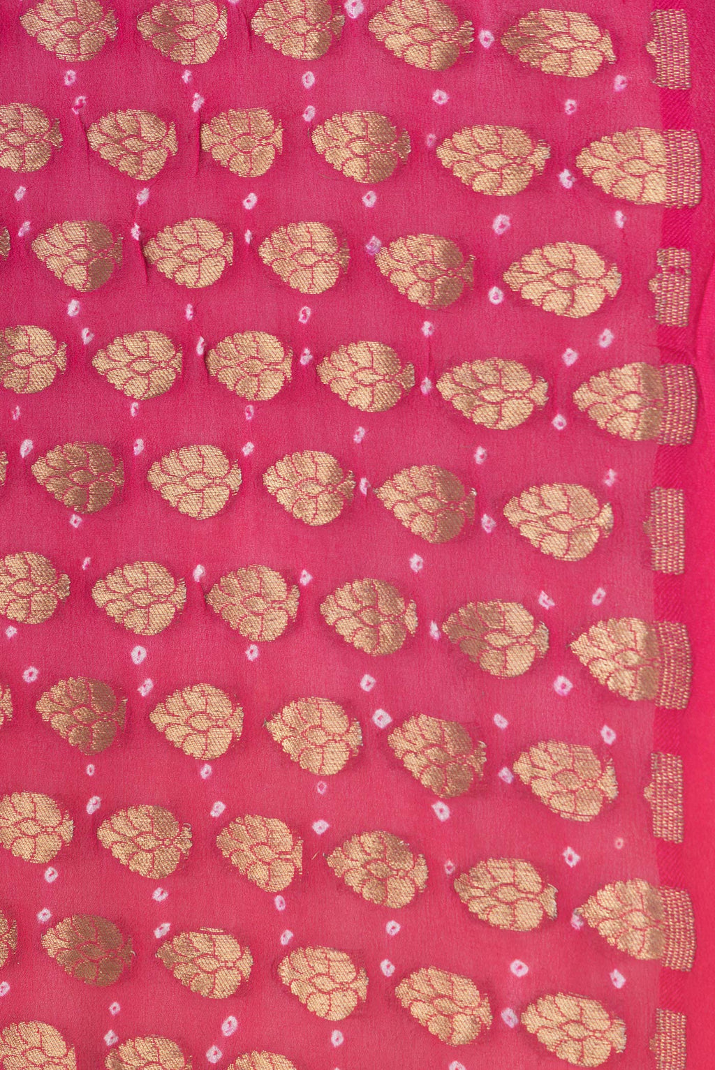 Border image of Orange Dual Tone Mysore Georgette Saree with Zari Brocade on the body and Without Border. 