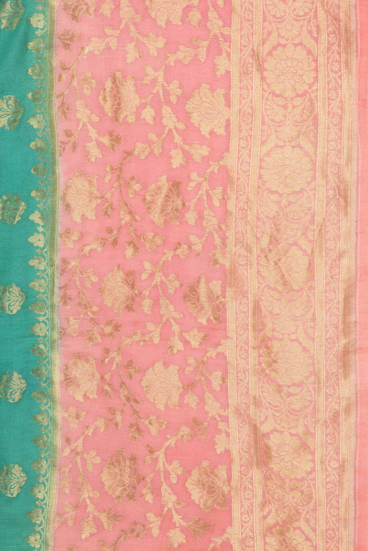 Border image of Green Dual Tone Banarasi Silk Saree with Zari Brocade on the body and Zari Border