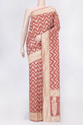 Mauve Dual Tone Tussar Silk Saree with Zari And Thread Butta on the body and Zari Border displayed on a mannequin