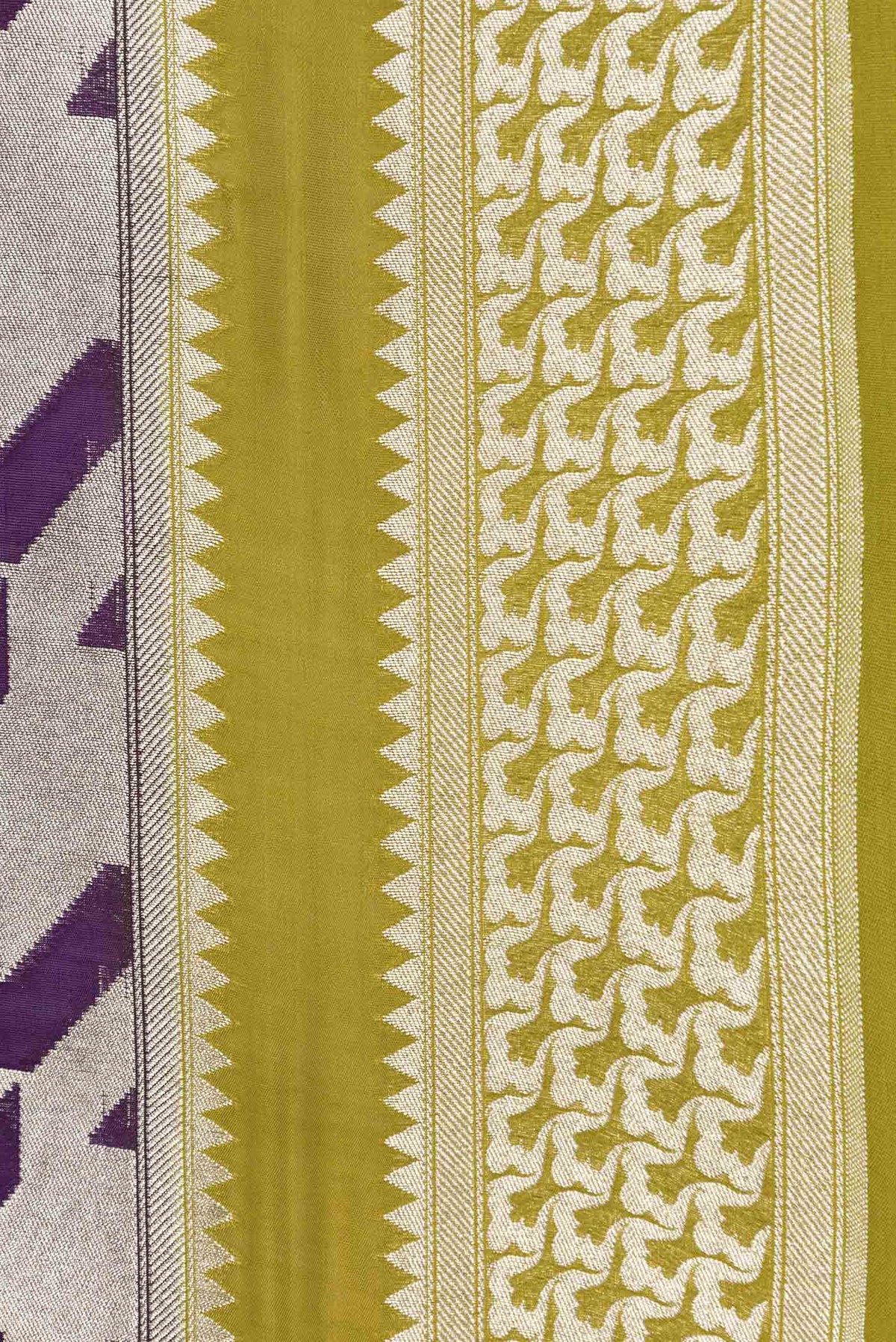 Border image of Violet Dual Tone Banarasi Silk Saree with Zari Brocade on the body and Zari Border