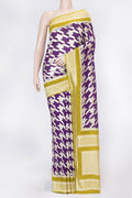 Violet Dual Tone Banarasi Silk Saree with Zari Brocade on the body and Zari Border displayed on a mannequin