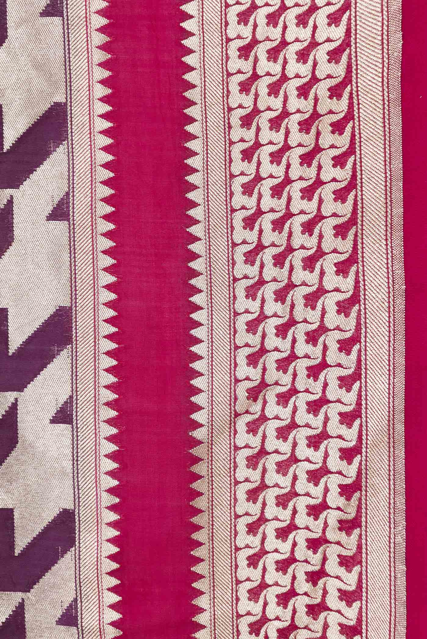 Border image of Purple Dual Tone Banarasi Silk Saree with Zari Brocade on the body and Zari Border