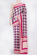 Purple Dual Tone Banarasi Silk Saree with Zari Brocade on the body and Zari Border displayed on a mannequin
