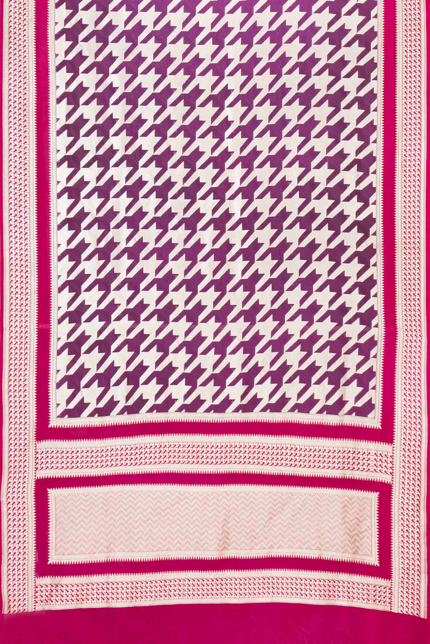 Flat view of Purple Dual Tone Banarasi Silk Saree with Zari Brocade on the body and Zari Border
