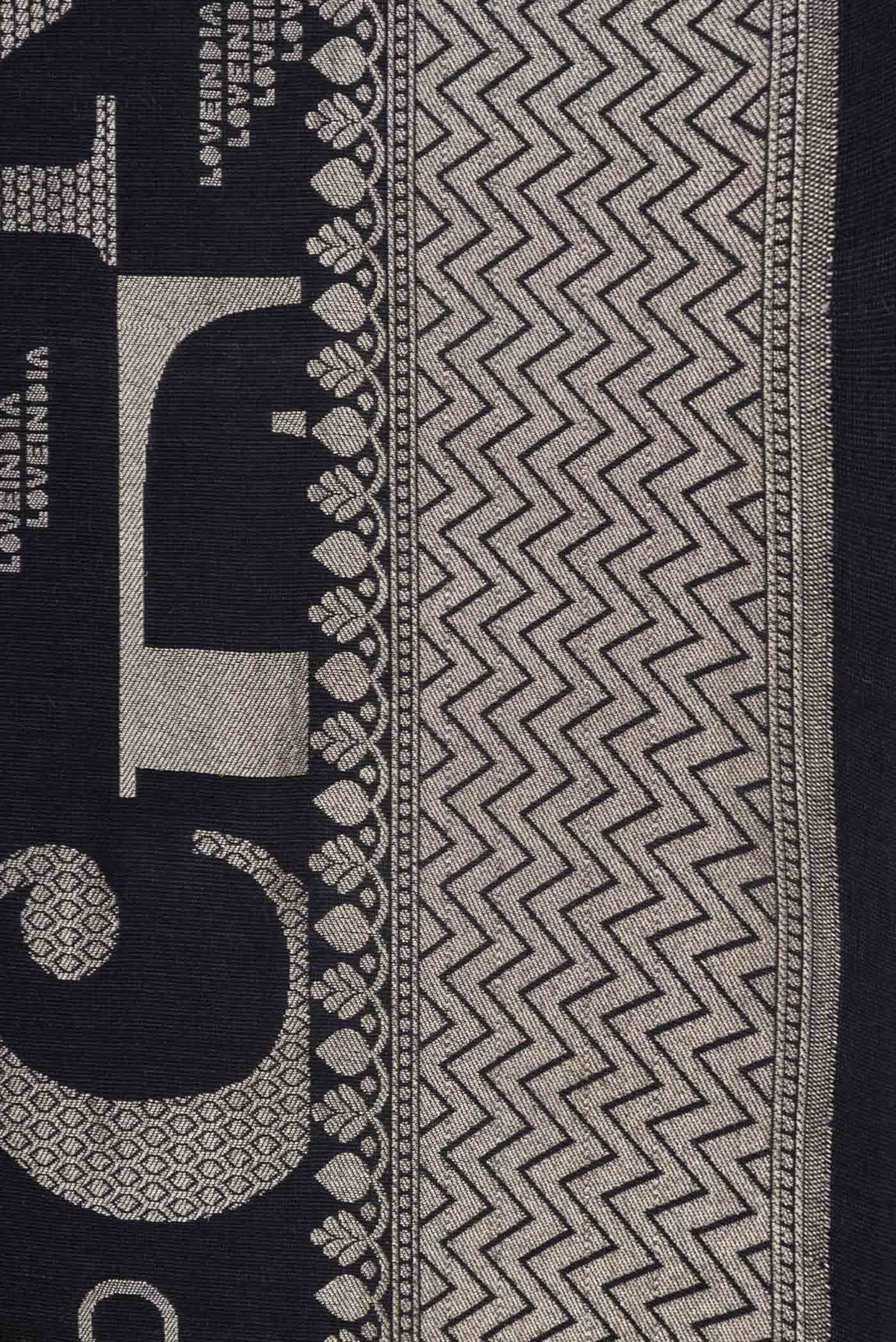 Border image of Black Dual Tone Banarasi Silk Saree with Zari Brocade on the body and Zari Border