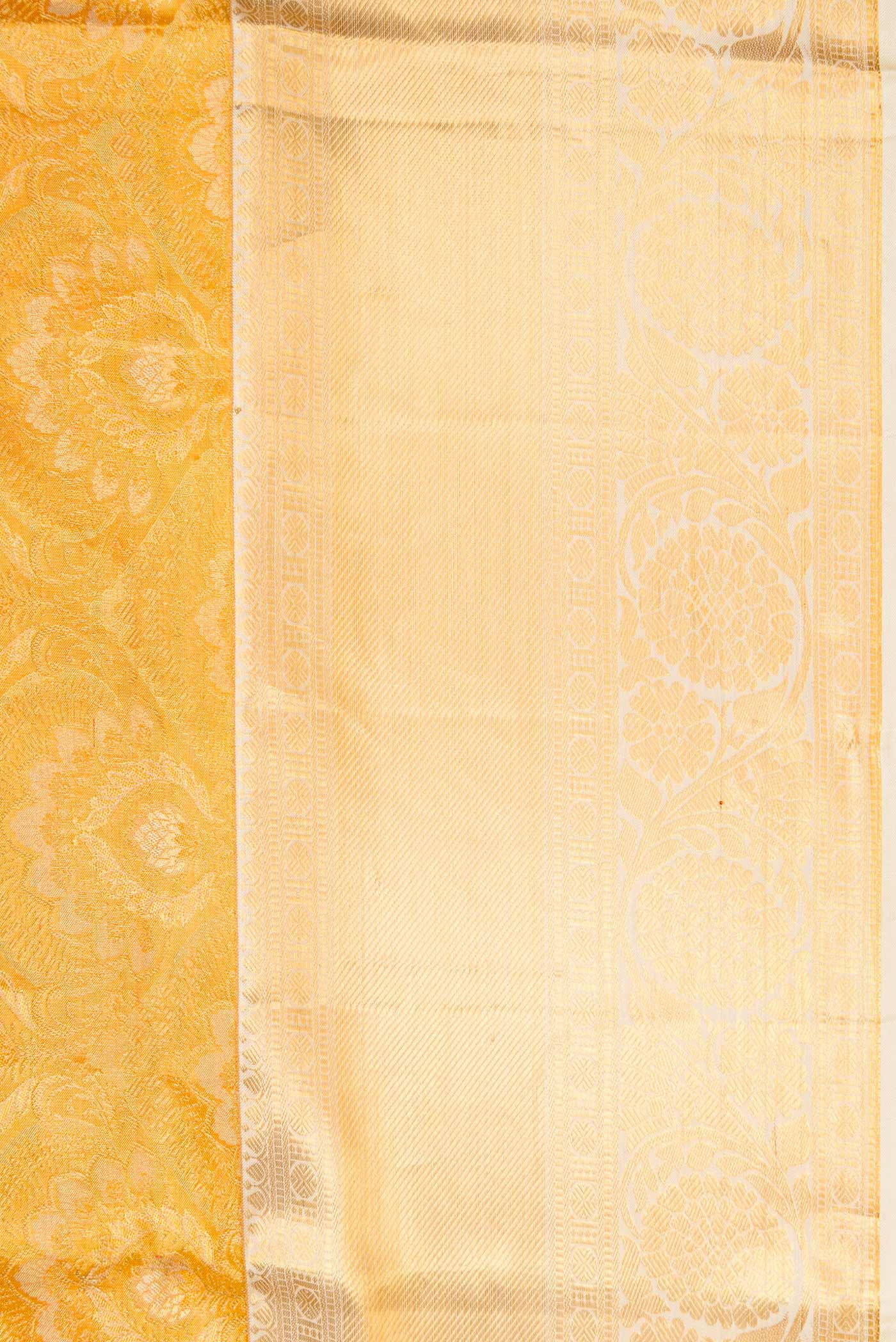 Border image of Gold Dual Tone Kanjivaram Tissue Silk Saree with Zari Brocade on the body and Zari Border. 