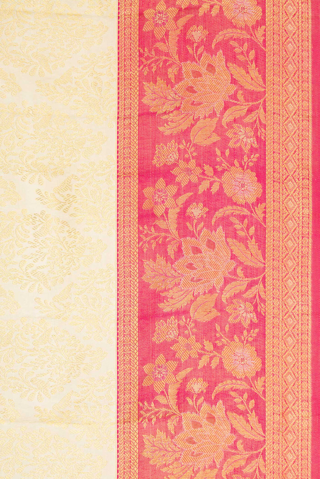 Border image of Off White Dual Tone Kanchipuram Silk Saree with Zari Brocade on the body and Zari Border. 