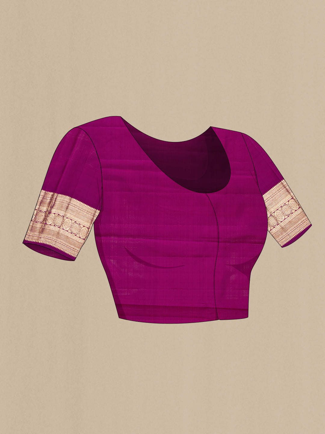 Close up image of the blouse of Yellow Kanchipuram Silk Saree with Zari Brocade on the body and Zari Border. 