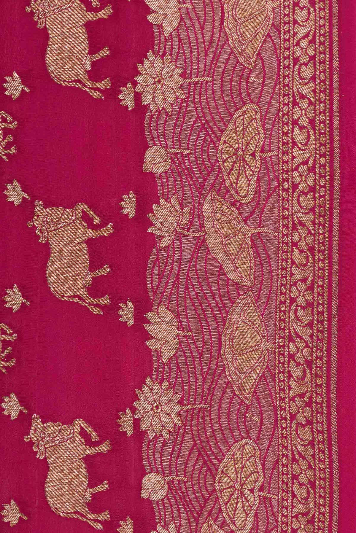 Border image of Pink Dual Tone Banarasi Georgette Saree with Zari Brocade on the body and Zari Border