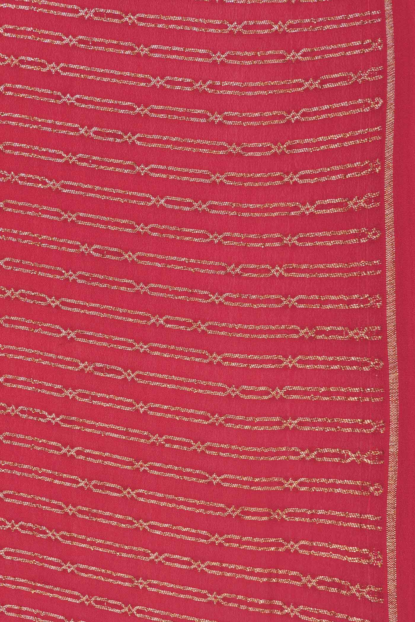 Border image of Red Dual Tone Georgette Saree with Zari Butta on the body and Thin Zari Line