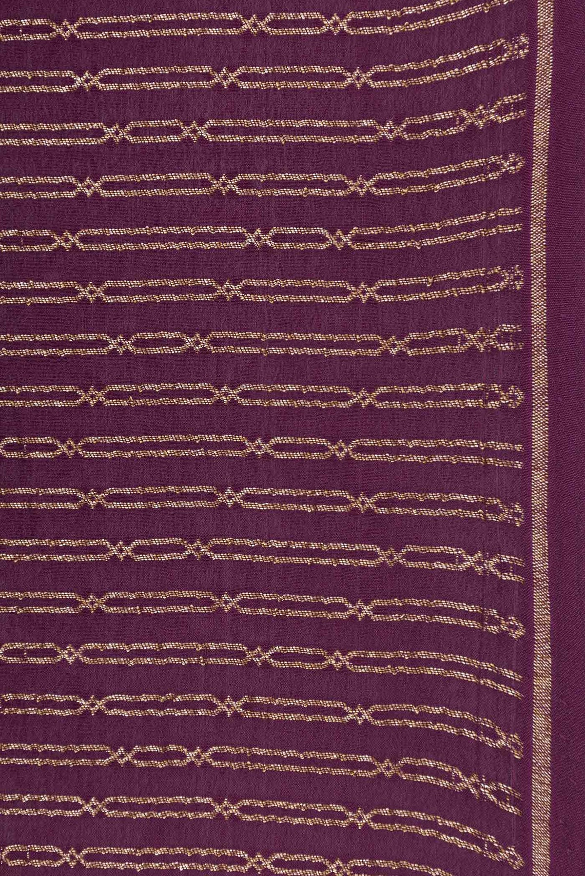 Border image of Purple Mysore Crepe Saree with Stripes on the body and Thin Zari Line