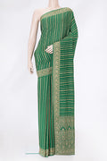 Green Dual Tone Banarasi Georgette Saree with Zari Brocade on the body and Zari Border.  displayed on a mannequin
