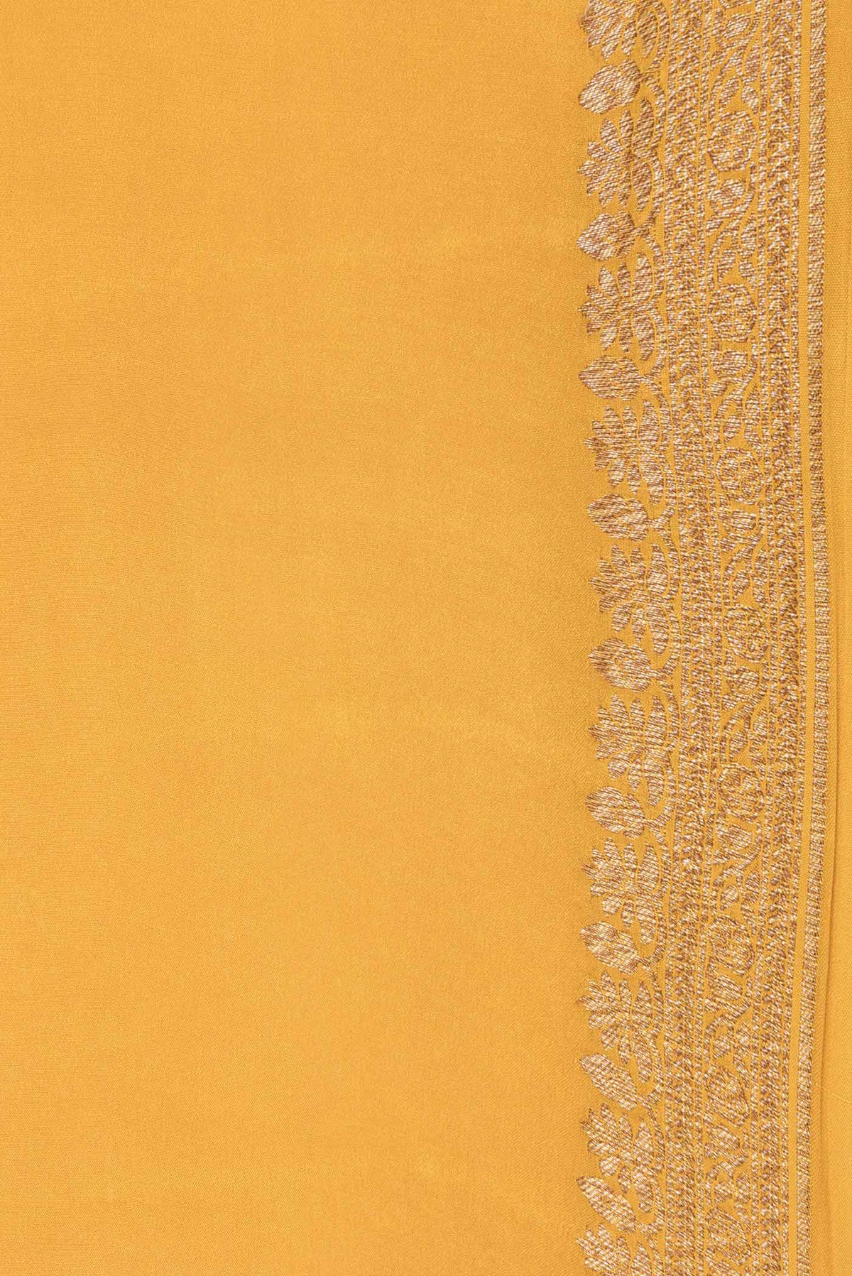 Border image of Mustard Dual Tone Banarasi Georgette Saree with Plain Body and Zari Border