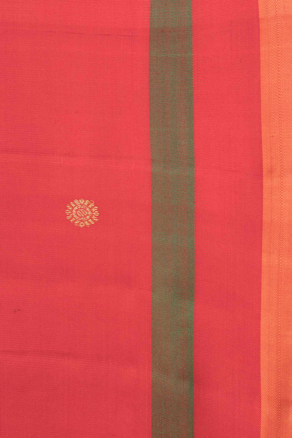 Border image of Red Dual Tone Kanchipuram Saree with Zari Butta on the body and Plain Border. 