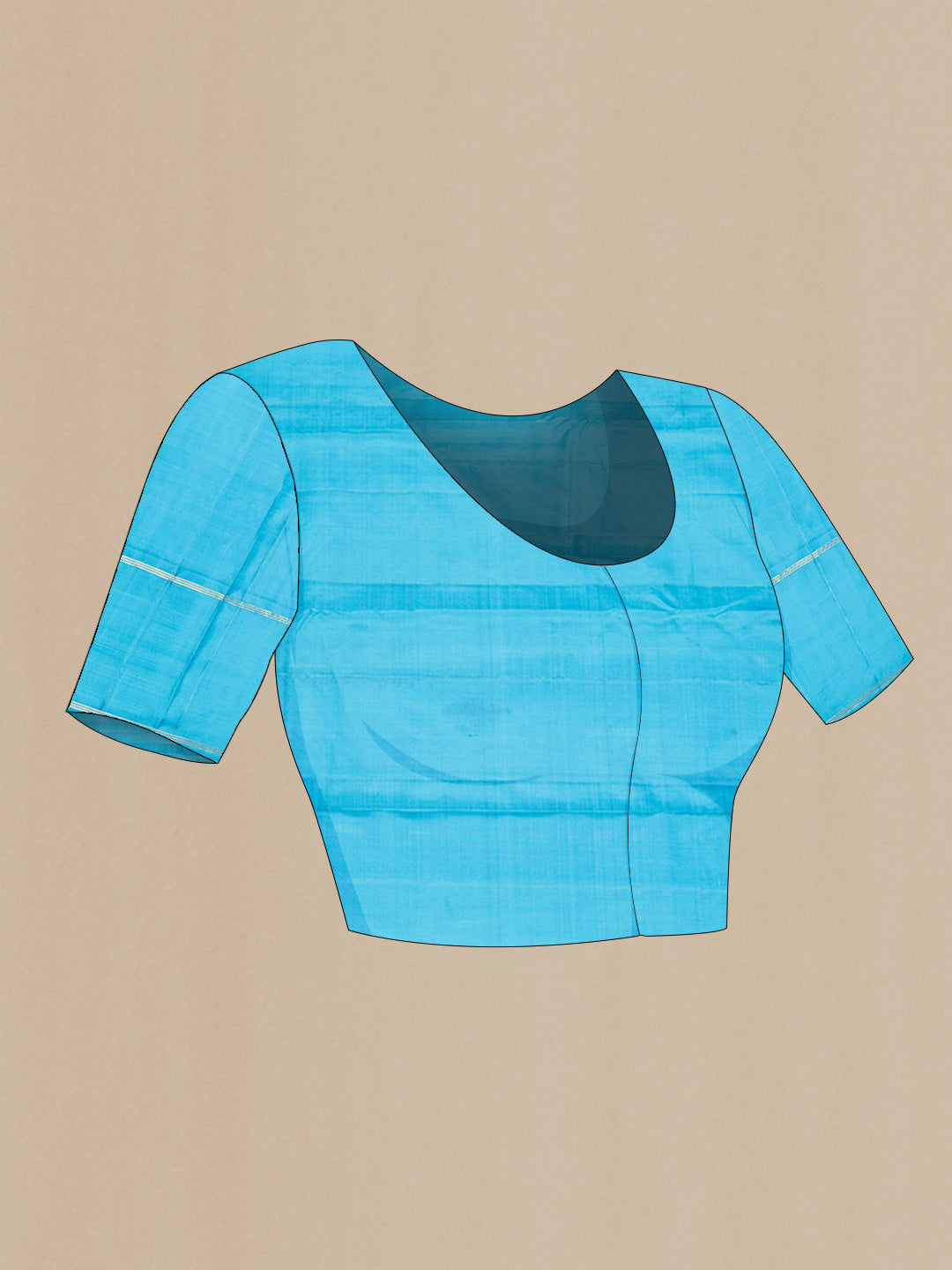 Close up image of the blouse of Red Dual Tone Kanchipuram Silk Saree with Plain Body and Zari Border