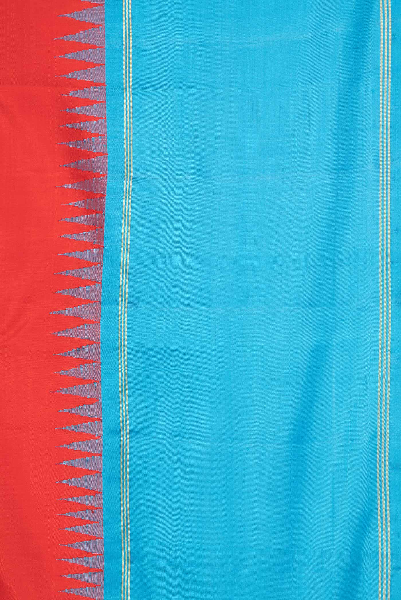 Border image of Red Dual Tone Kanchipuram Silk Saree with Plain Body and Zari Border