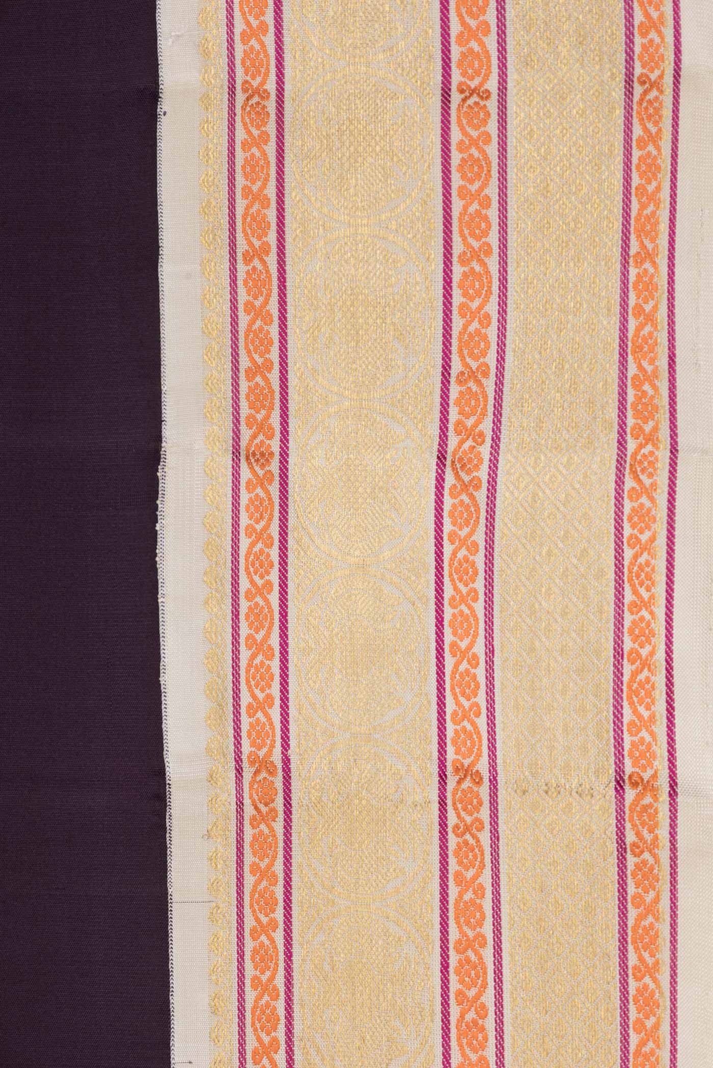 Border image of Burgundy Dual Tone Kanchipuram Silk Saree with Zari Butta on the body and Zari Border