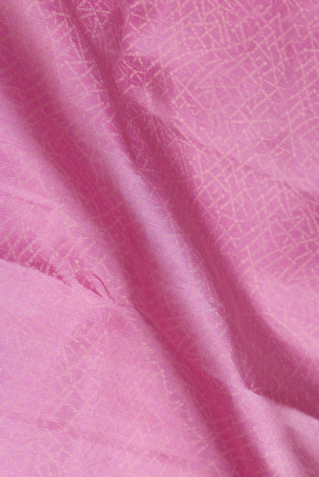 Close up of Pink Dual Tone Soft Silk Saree with Zari Brocade on the body and Zari Border.  displaying folds