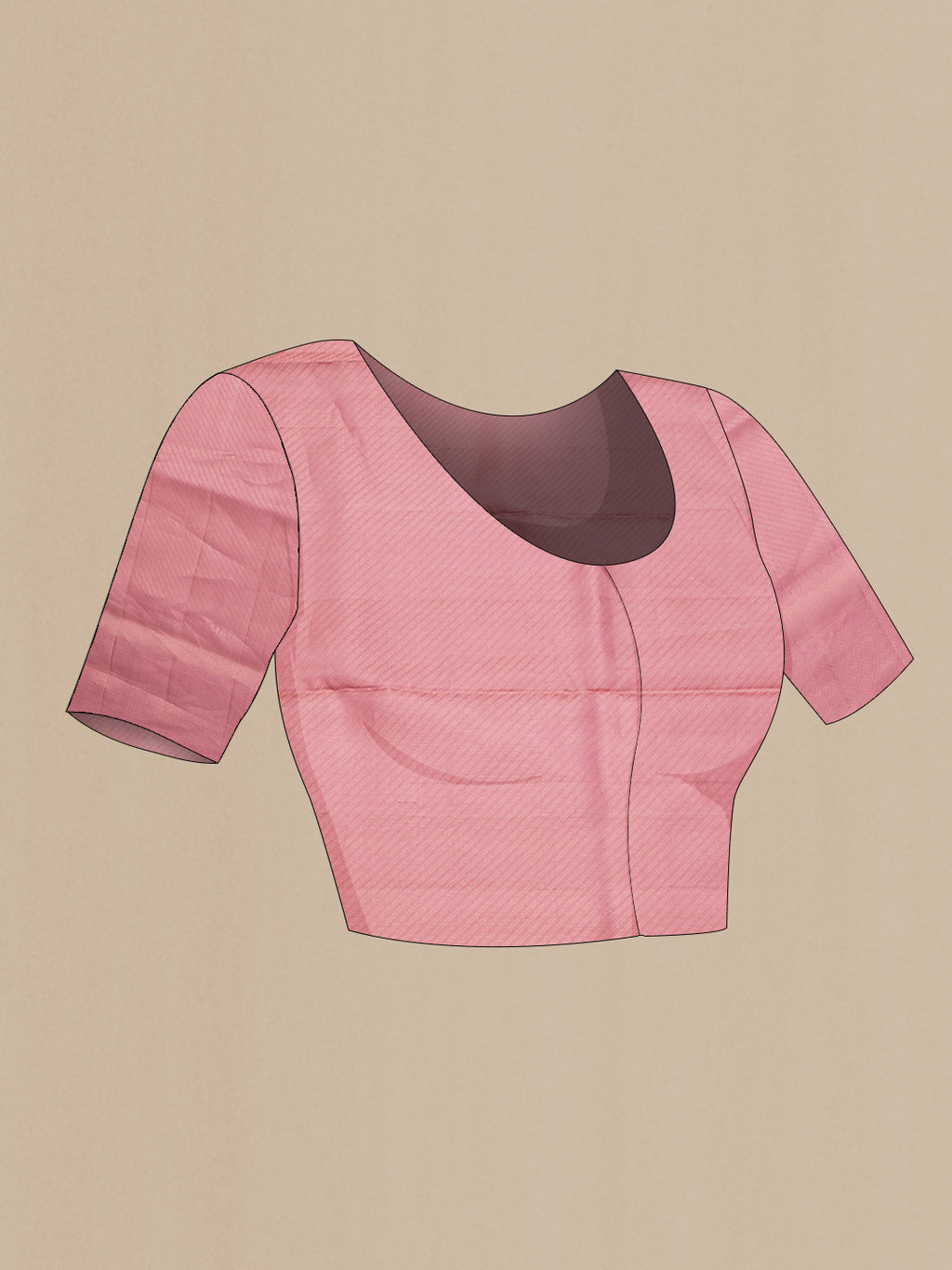 Close up image of the blouse of Pink Dual Tone Soft Silk Saree with Zari Brocade on the body and Zari Border. 