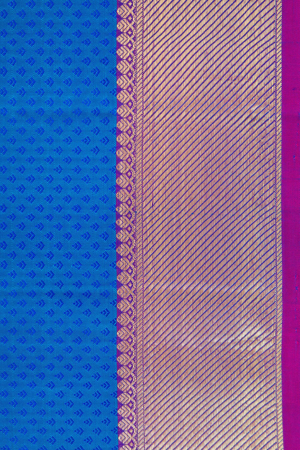 Border image of Royal Blue Dual Tone Kanjivaram Silk Saree with Jacquard design on the body and Zari Border. 