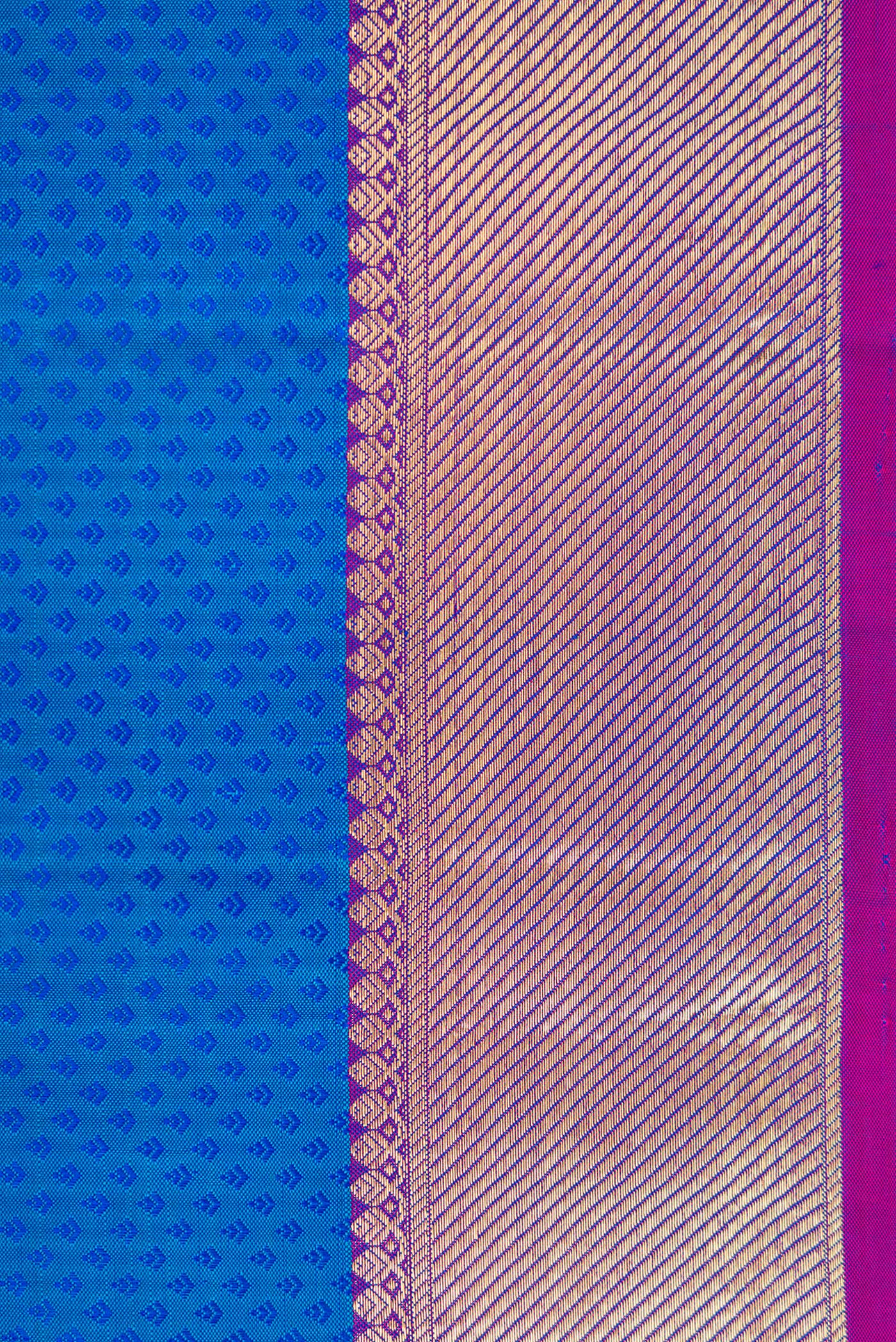 Border image of Royal Blue Dual Tone Kanjivaram Silk Saree with Jacquard design on the body and Zari Border. 
